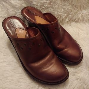 Born hand crafted Leather clog heels Size 8